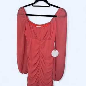 More To Come Long Sleeve Ruched Dress